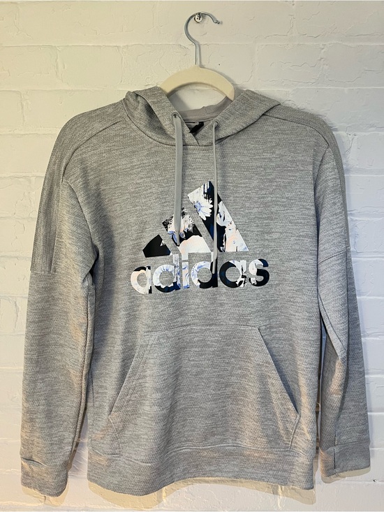 adidas Tops - adidas Gray Hoodie with Floral Logo